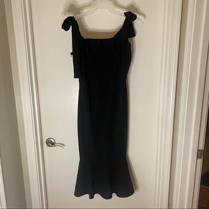 Black Ruffle Midi Cocktail Dress